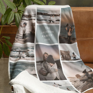 Trendy 9 foto collage op maat cadeau fleece deken