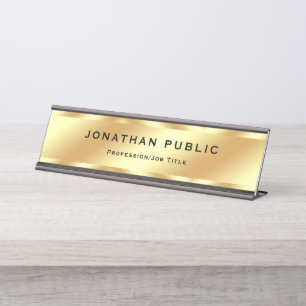 Trendy Aangepast Elegant Sjabloon Glamourous Goud Bureau Naambordje