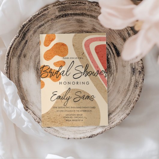 Trendy aardetintvormen abstracte bruidsdouche kaart