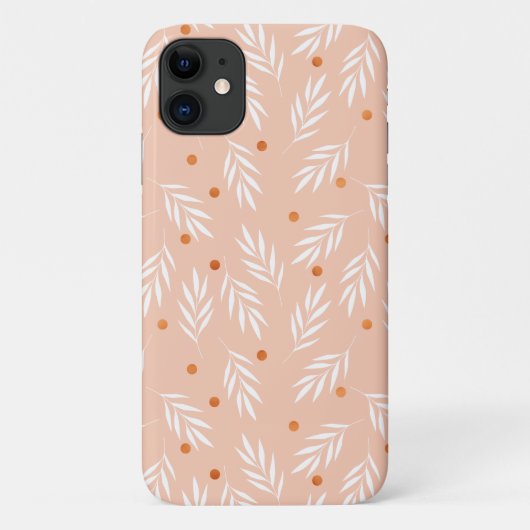 Trendy Abriot Pink Floral Leaves Pattern Case-Mate iPhone Case (Achterkant)