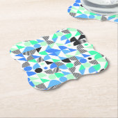Trendy Abstract Blue Mint geometrisch Kartonnen Onderzetters (Gekanteld)