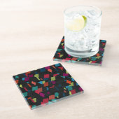 Trendy Abstract Geometric Cube Pattern Glazen Onderzetter (Schuin)