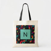 Trendy Abstract Geometric Cube Pattern Monogram Tote Bag (Voorkant)