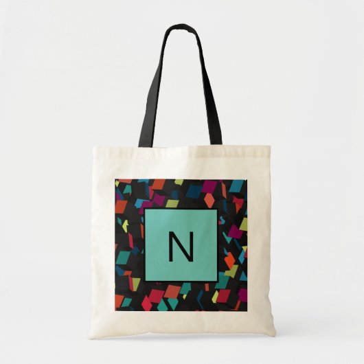 Trendy Abstract Geometric Cube Pattern Monogram Tote Bag (Voorkant)
