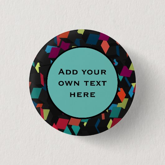 Trendy Abstract Geometric Cube Pattern Ronde Button 3,2 Cm (Voorkant)