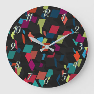 Trendy abstract geometrisch kubuspatroon grote klok
