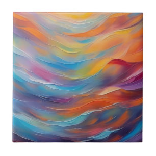 Trendy Abstract Helderblauw geel Patroon Tegeltje