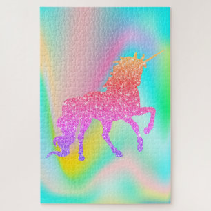 Trendy Abstract Kleurrijke Glitter Eenhoorn Legpuzzel