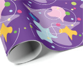 Trendy abstract motief in paarse en blauwe kleuren cadeaupapier (Rol Hoek)