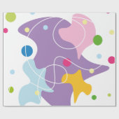 Trendy abstract motief in paarse en blauwe kleuren cadeaupapier (Vlak)