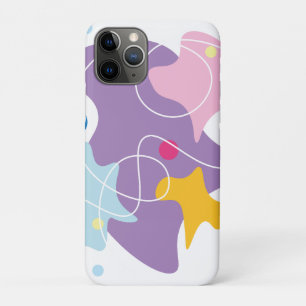 Trendy abstract motief in paarse en blauwe kleuren iPhone 11 pro hoesje