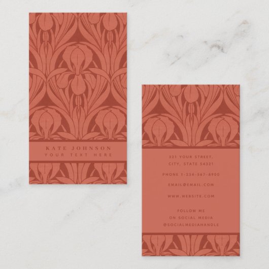 Trendy Abstract Retro Bloemen Terracotta Visitekaartje (Voorkant / Achterkant)