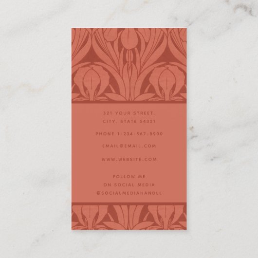 Trendy Abstract Retro  Bloemen Terracotta Visitekaartje (Achterkant)