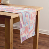 Trendy Abstract Roze Blush Blue Marble Swirl Medium Tafelloper (Voorbeeld)
