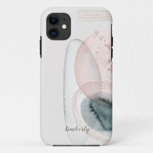 Trendy Abstract roze gouden vormen op maat iPhone 11 Hoesje