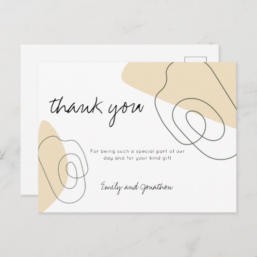 Trendy Abstract Shapes Script Wedding Dank u Briefkaart (Voorkant / Achterkant)