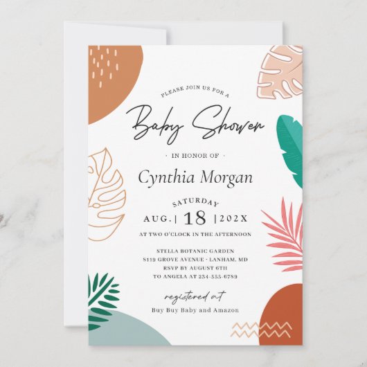 Trendy Abstract Tropical Summer Baby shower Kaart (Voorkant)