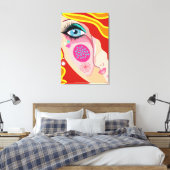 Trendy Abstract Whimsical Artsy Face Eye Canvas (Insitu (Slaapkamer))