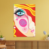 Trendy Abstract Whimsical Artsy Face Eye Canvas Afdruk (Insitu (Woonkamer))