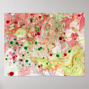 Trendy Abstracte Art Green Roze Rood Geel Modern Poster
