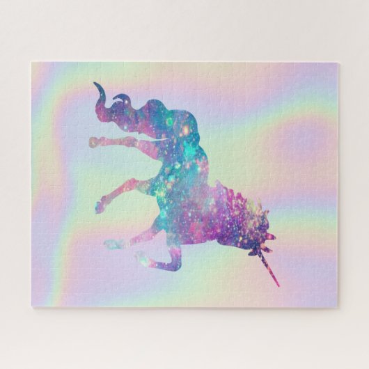 Trendy Abstracte Ombre Unicorn Holografen Legpuzzel (Horizontaal)