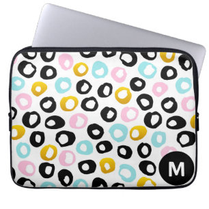 Trendy Abstracte Stippenpatroon Monogram Laptop Sleeve