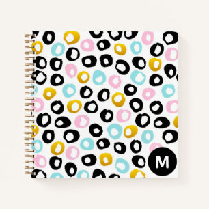 Trendy Abstracte Stippenpatroon Monogram Notitieboek