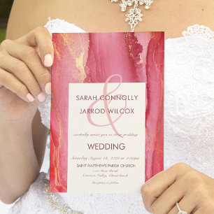 Trendy Abstracte uitnodiging tot bruinkroze bruilo