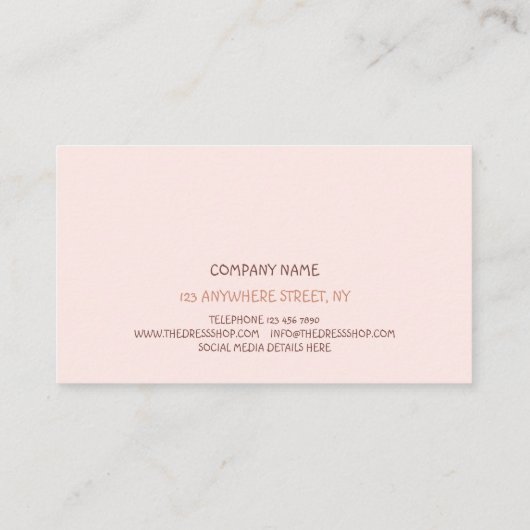 Trendy Abstracte vorm Leaf roze beige Girly Visitekaartje (Achterkant)