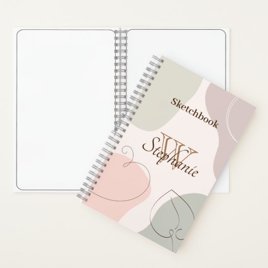 Trendy Abstracte vorm schetst lederen monogram Notitieboek (Binnen)