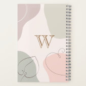 Trendy Abstracte vorm schetst lederen monogram Notitieboek (Achterkant)