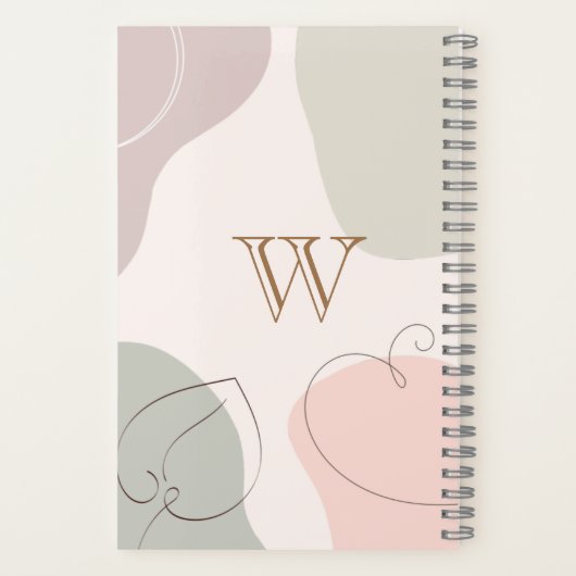 Trendy Abstracte vorm schetst lederen monogram Notitieboek (Achterkant)