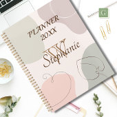 Trendy Abstracte vorm schetst lederen monogram Planner