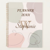 Trendy Abstracte vorm schetst lederen monogram Planner (Voorkant)