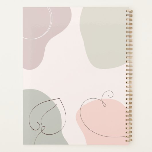 Trendy Abstracte vorm schetst lederen monogram Planner (Achterkant)