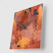 Trendy Abstracte Waterverf Kunst Warme Kleuren Vierkante Klok (Hoek)