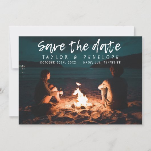 Trendy Adventure Bonfire Wedding Save the Date (Voorkant)