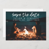Trendy Adventure Bonfire Wedding Save the Date (Voorkant / Achterkant)