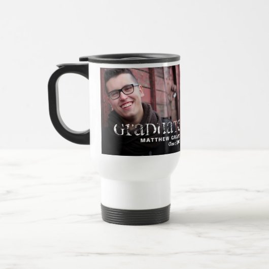 Trendy afstudeerfeest foto reisbeker (Links)