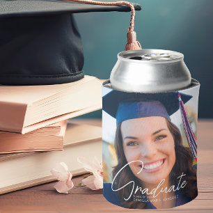 Trendy afstudeerfeest senior foto aandenken blikjeskoeler