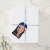 Trendy Afstudeerfoto Witte Script Feest Cadeaulabel (Met Touw)