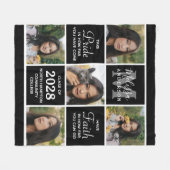 Trendy Afstuderen 5 Photo Collage Black Afstuderen Fleece Deken (Voorkant (Horizontaal))