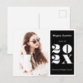 Trendy Afstuderen aankondiging foto zwart Briefkaart (Voorkant / Achterkant)