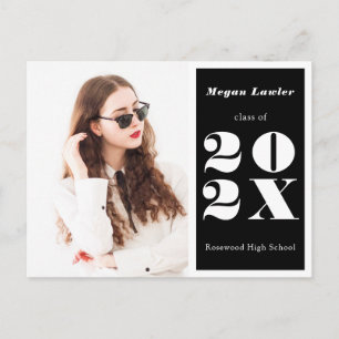 Trendy Afstuderen aankondiging foto zwart Briefkaart
