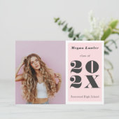Trendy Afstuderen Aankondiging Fotokaart Blush (Staand voorkant)