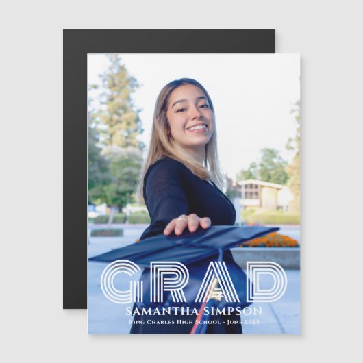 Trendy Afstuderen Aankondiging Magnetische Kaart (Voorkant / Achterkant)