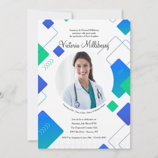 Trendy Afstuderen fotouitnodiging Kaart (Voorkant)