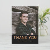 Trendy Afstuderen Neon Lights Foto Bedankkaart (Staand voorkant)