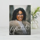 Trendy Afstuderen Script Photo-Afstuderen Aankondiging (Staand voorkant)