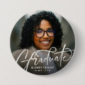 Trendy Afstuderen Script Photo-Afstuderen Ronde Button 7,6 Cm (Voorkant)